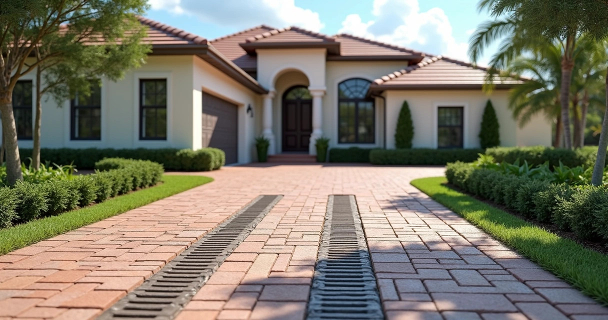 Paver driveway with integrated drainage in Florida 