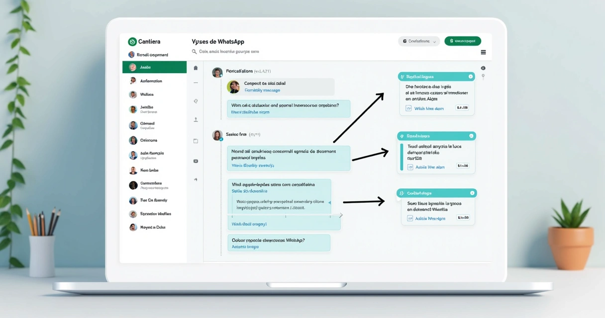 Flujo visual de mensajes automáticos secuenciales integrados en una plataforma CRM para WhatsApp 