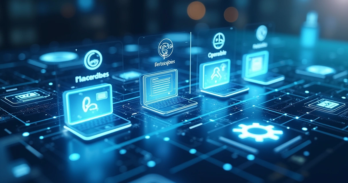 Fluxo visual detalhado dos princípios WCAG com ícones de acessibilidade digital, textos claros e interfaces inclusivas em um fundo tecnológico moderno 