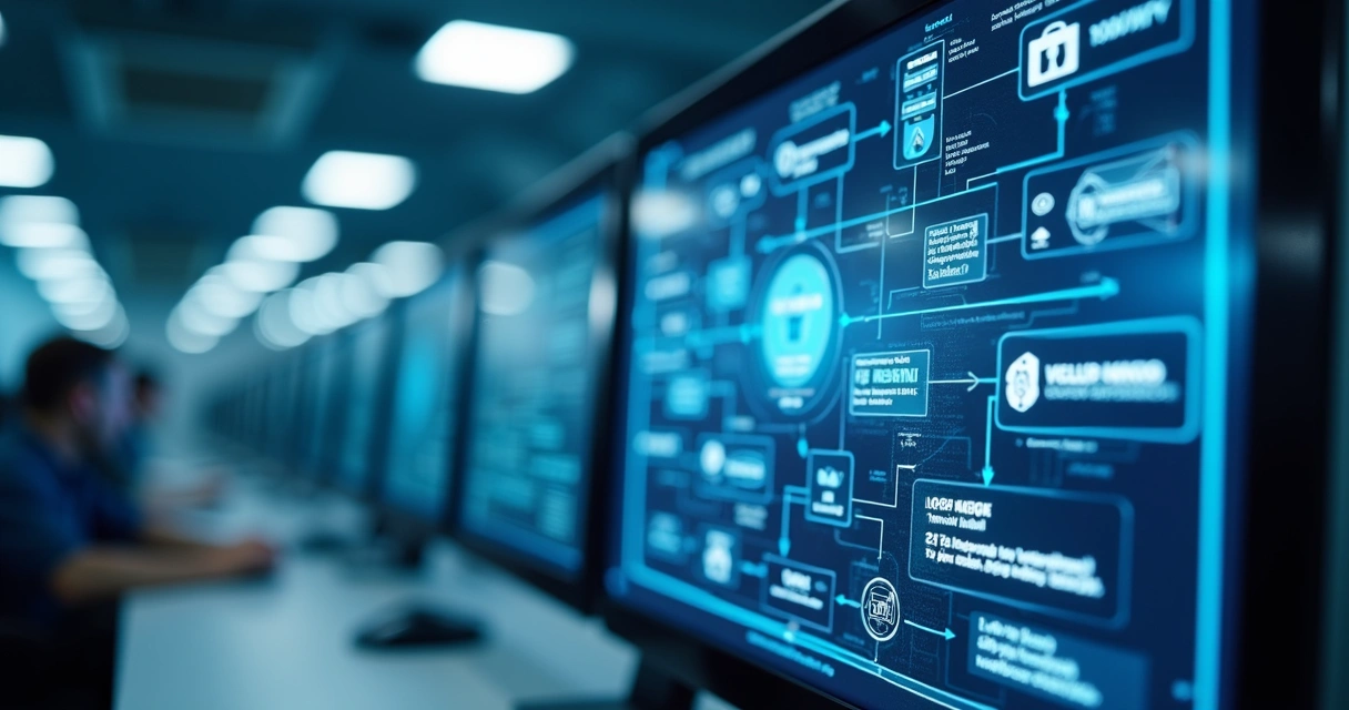 Fluxograma digital mostrando adequação de processos à LGPD e ISO 