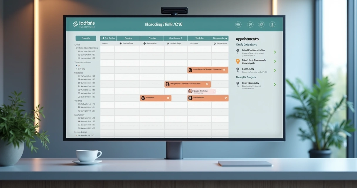 Calendário digital mostrando conflitos de agendamento destacados 