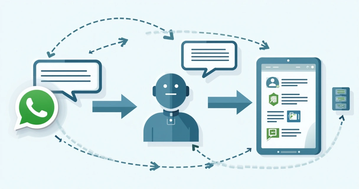 Fluxo de integração de chatbot com WhatsApp e sistemas internos 