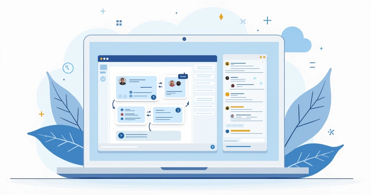 Protótipo digital de um aplicativo SaaS com fluxos interativos destacados 
