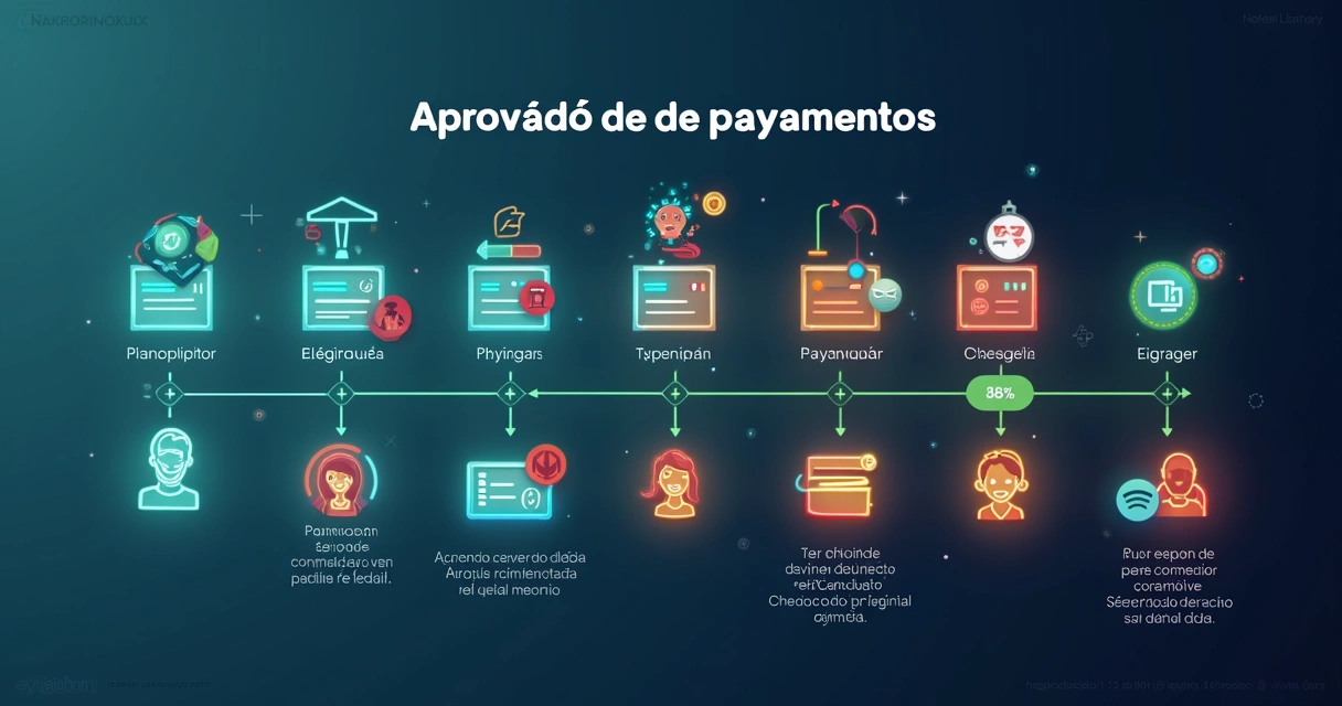 Aprovação de pagamento em sistema digital com fluxo visual 