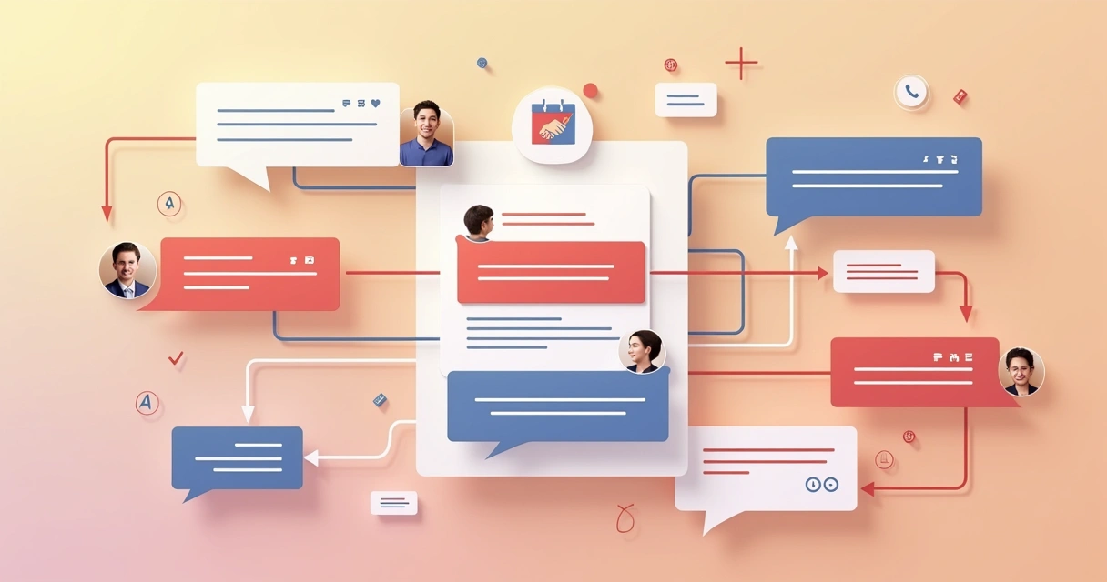 Fluxo de atendimento automatizado com mensagens sendo direcionadas em um bot