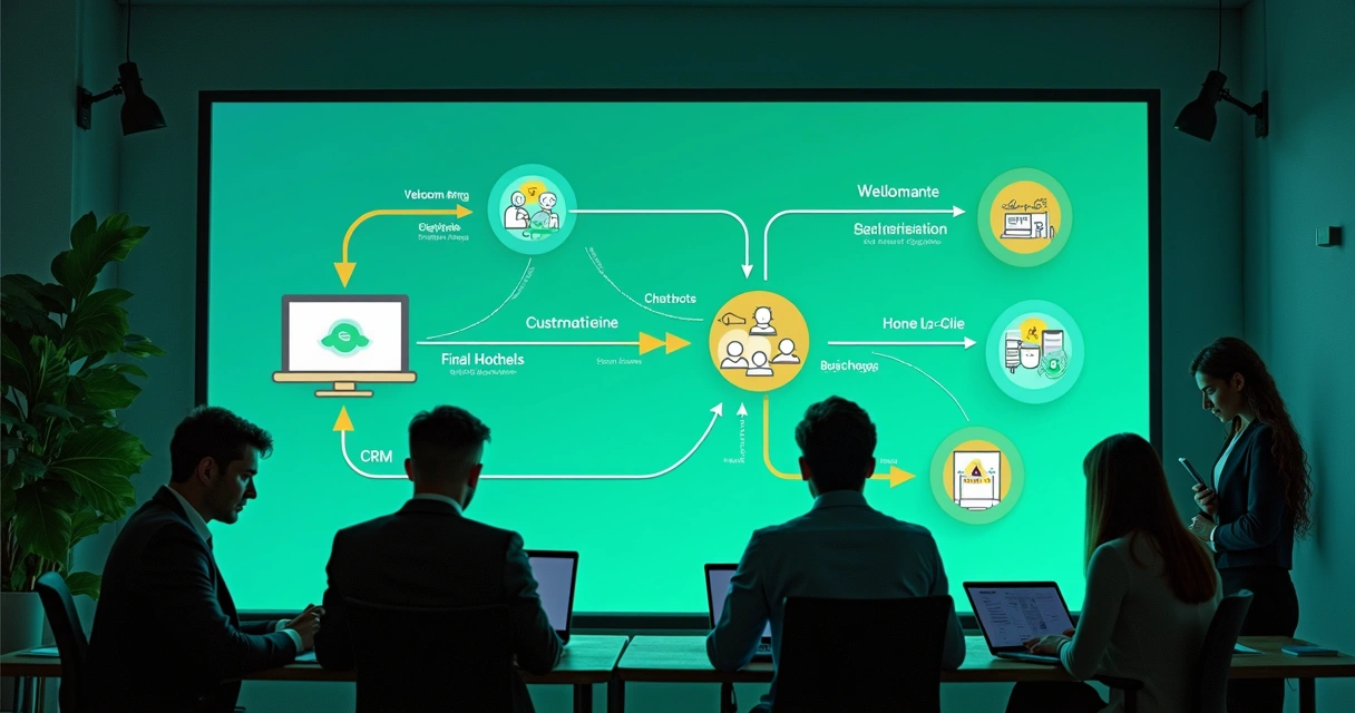 Fluxograma visual com etapas de atendimento automatizado