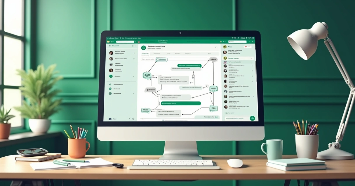 Fluxo de mensagens automatizadas em tela de computador 