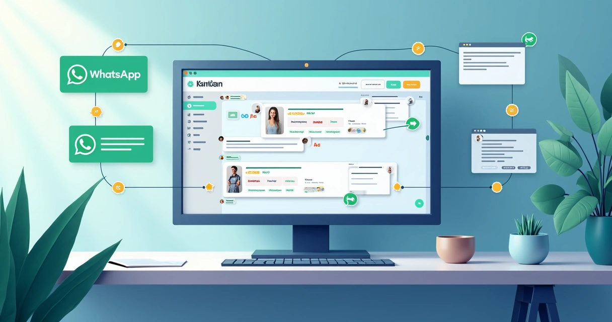 Fluxo de atendimento digital ilustrando automação, múltiplos atendentes e painel de gestão 