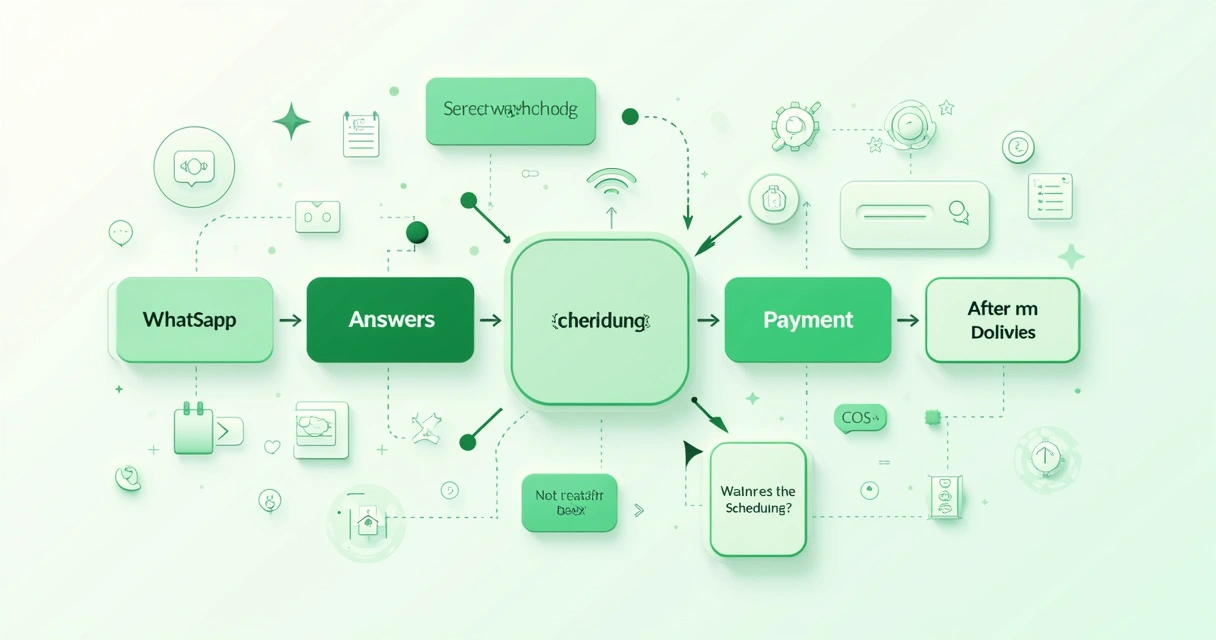 Mapa de fluxo de atendimento automatizado refletindo jornada do cliente. 