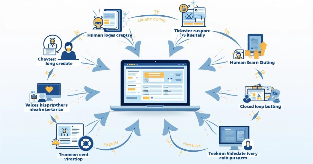 Diagrama passo a passo de fluxo automatizado de atendimento B2B 