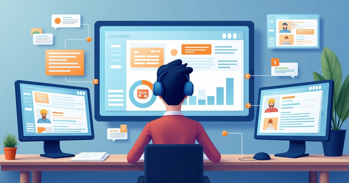Representação visual de um fluxo de atendimento ao cliente centralizado envolvendo múltiplos canais 