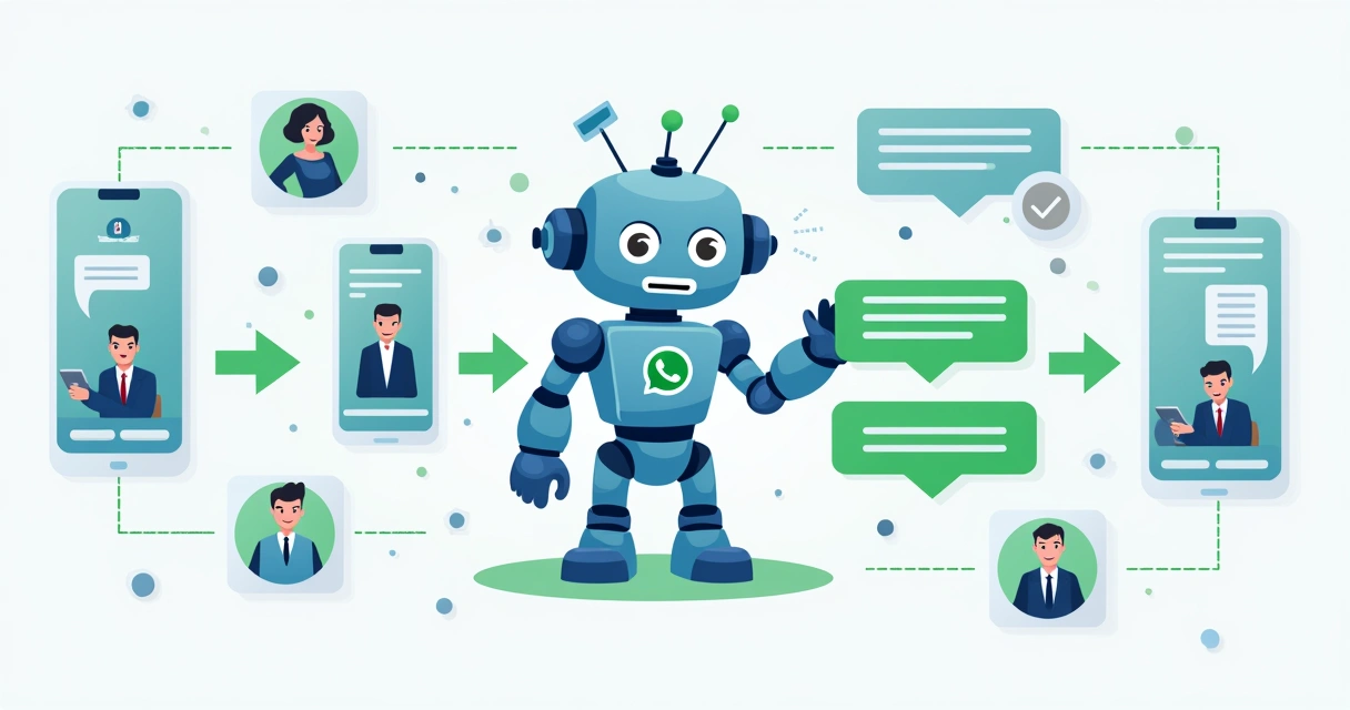 Fluxo automatizado de atendimento no WhatsApp, incluindo etapas de IA, triagem e transferência para humano. 