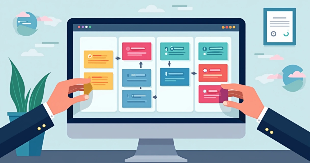 Painel estilo Kanban com cards de atendimento online 