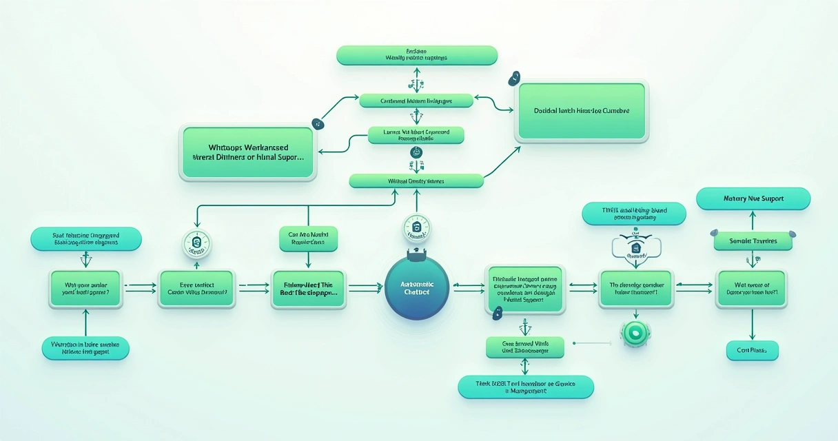 Gráfico ilustrando fluxo de atendimento automatizado no WhatsApp com pontos de transição para atendimento humano. 