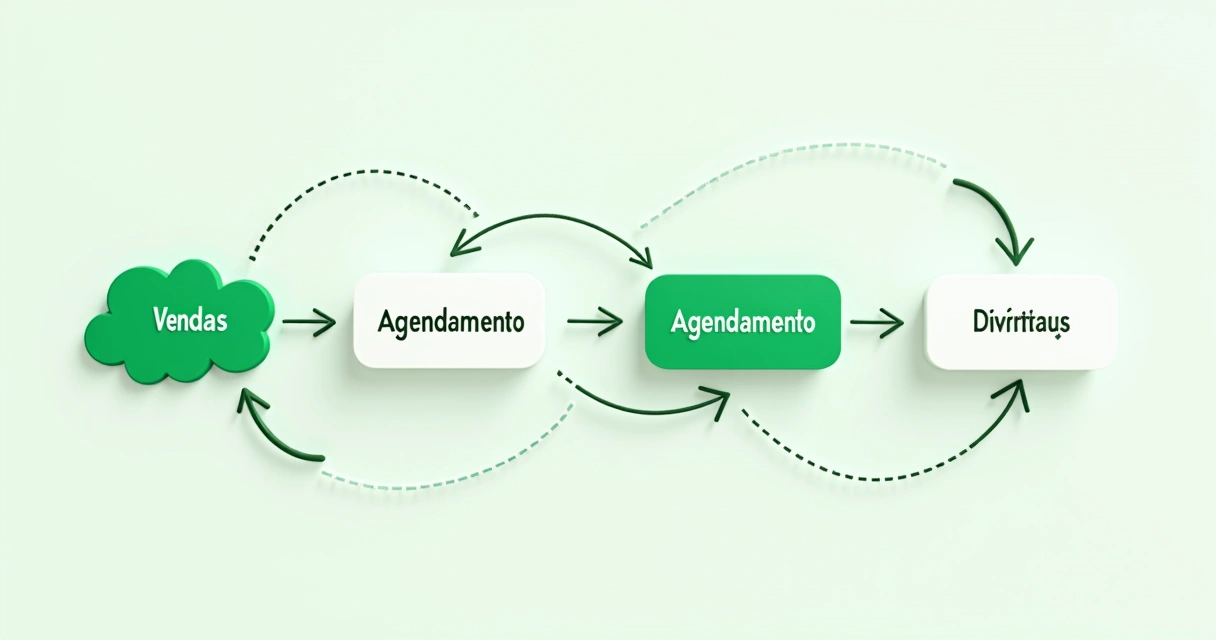 Fluxograma simples simulando atendimento automatizado via WhatsApp 