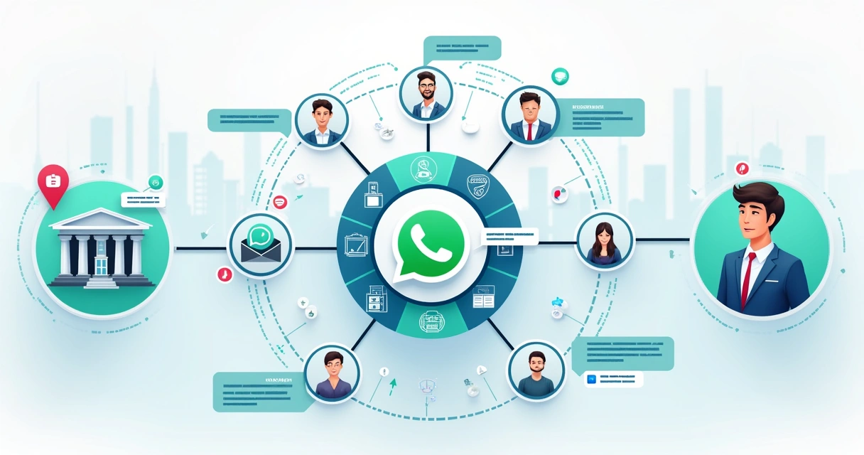 Fluxo representando automação financeira e comunicacional em uma agência 