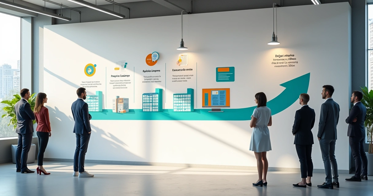 Linha do tempo visual mostrando automação de etapas dos aluguéis 