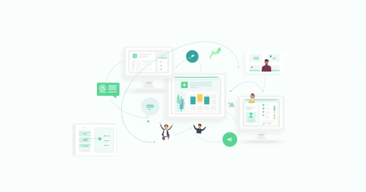 Ilustração de automação de tarefas em fluxo CRM 