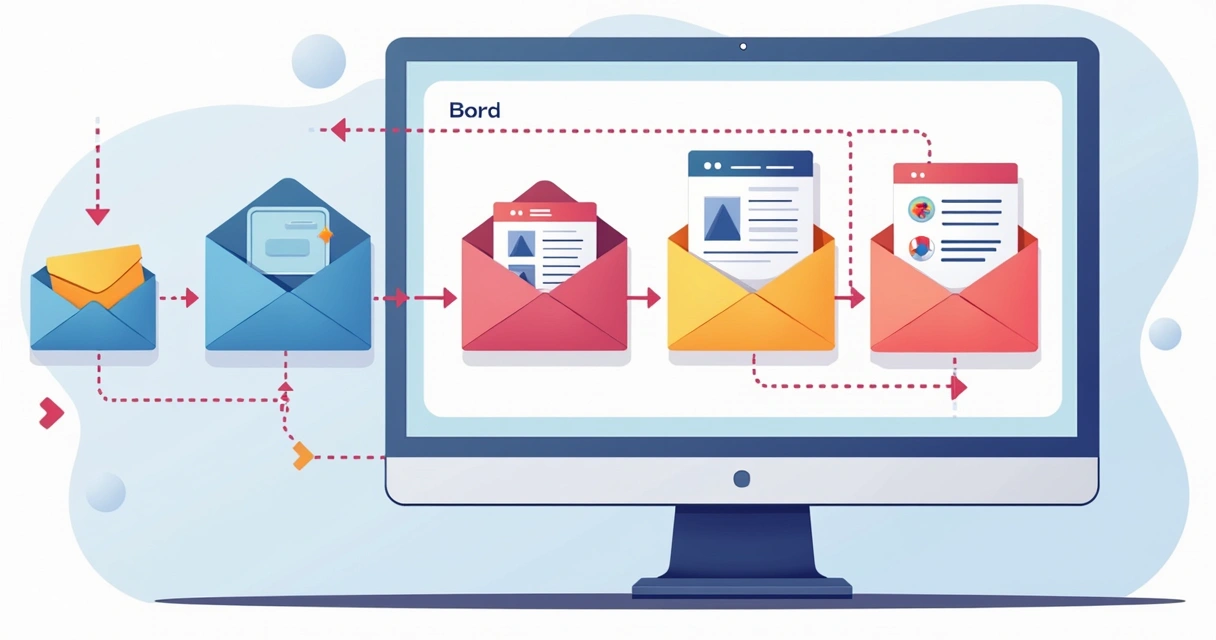 Exemplo de fluxo automatizado de e-mail com etapas diferentes 