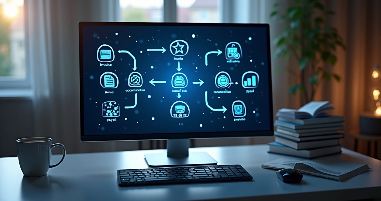 Processo digital ilustrando automação financeira integrada no BPO 