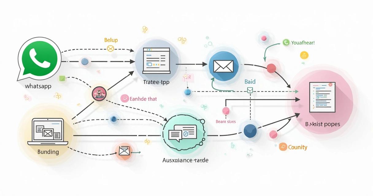 Fluxograma colorido de automação de vendas com IA conectando WhatsApp e CRM 