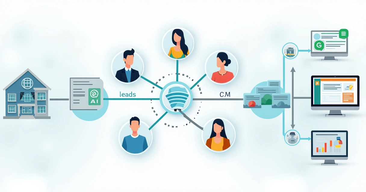 Fluxo visual de automação no WhatsApp em imobiliária com integração de IA 