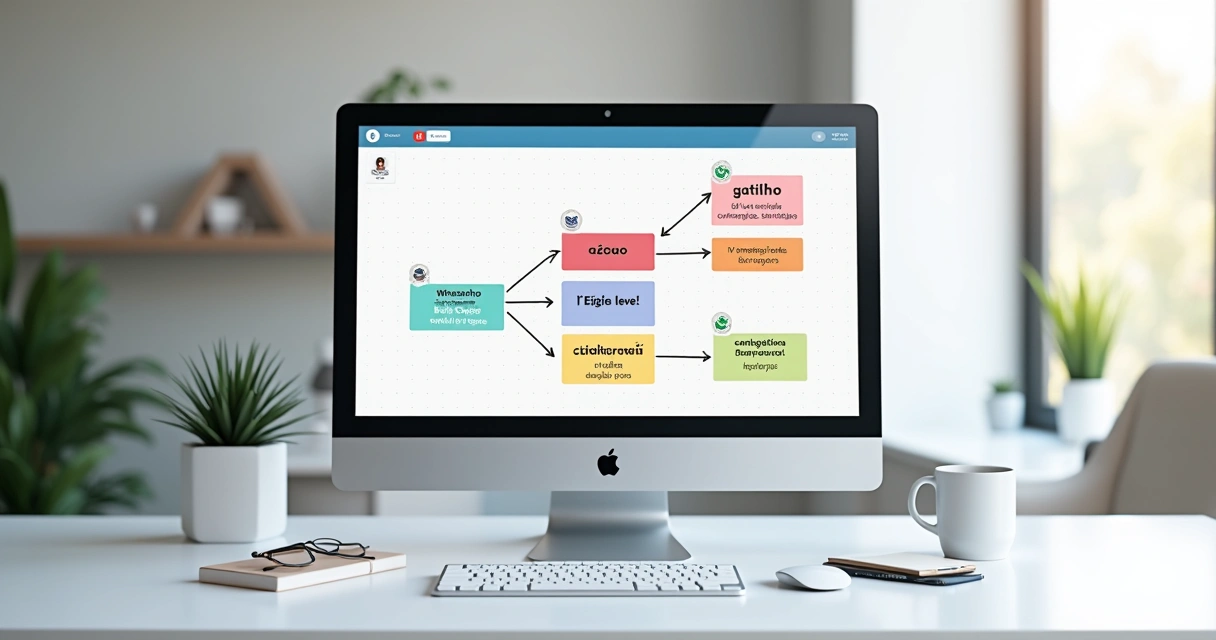 Painel de fluxo de automação visual em CRM 
