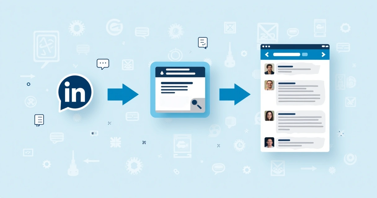 Ilustração de um fluxo automatizado do LinkedIn para mensagens 