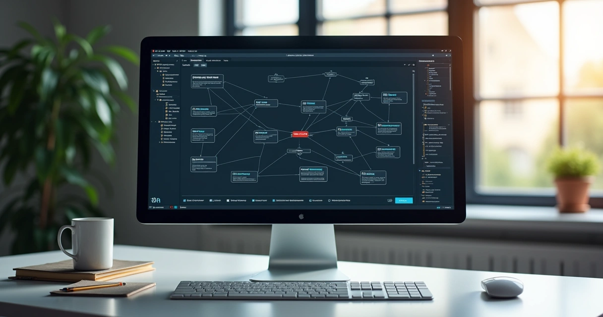 Demonstração de fluxo de automação digital com n8n em tela de computador, com erros destacados em vermelho 