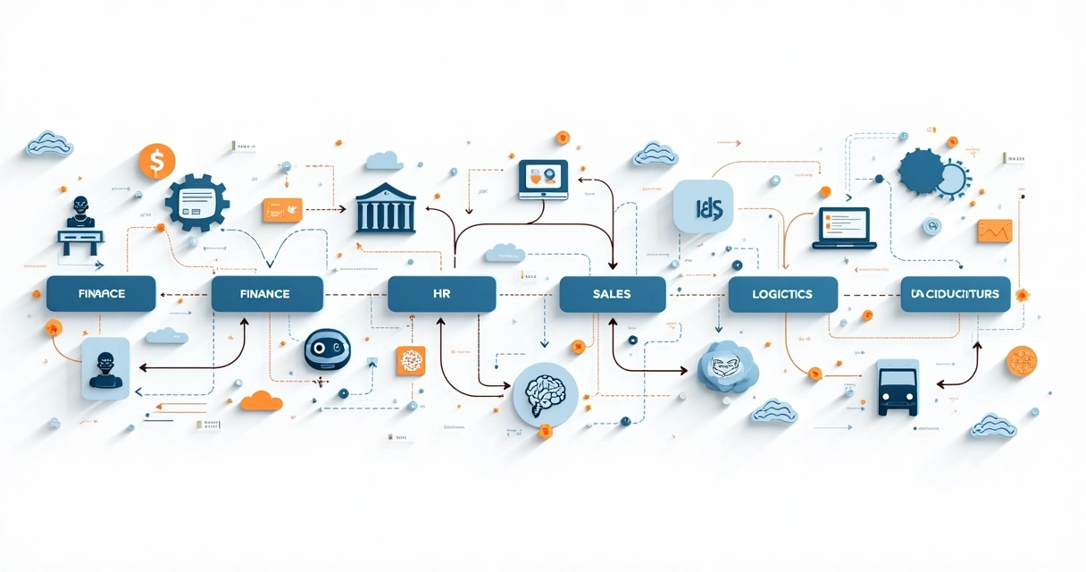 Fluxo visual de automação integrando setores de uma empresa
