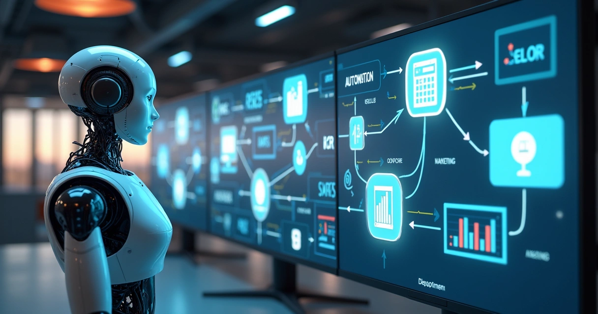 Fluxograma colorido de automação de processos empresariais