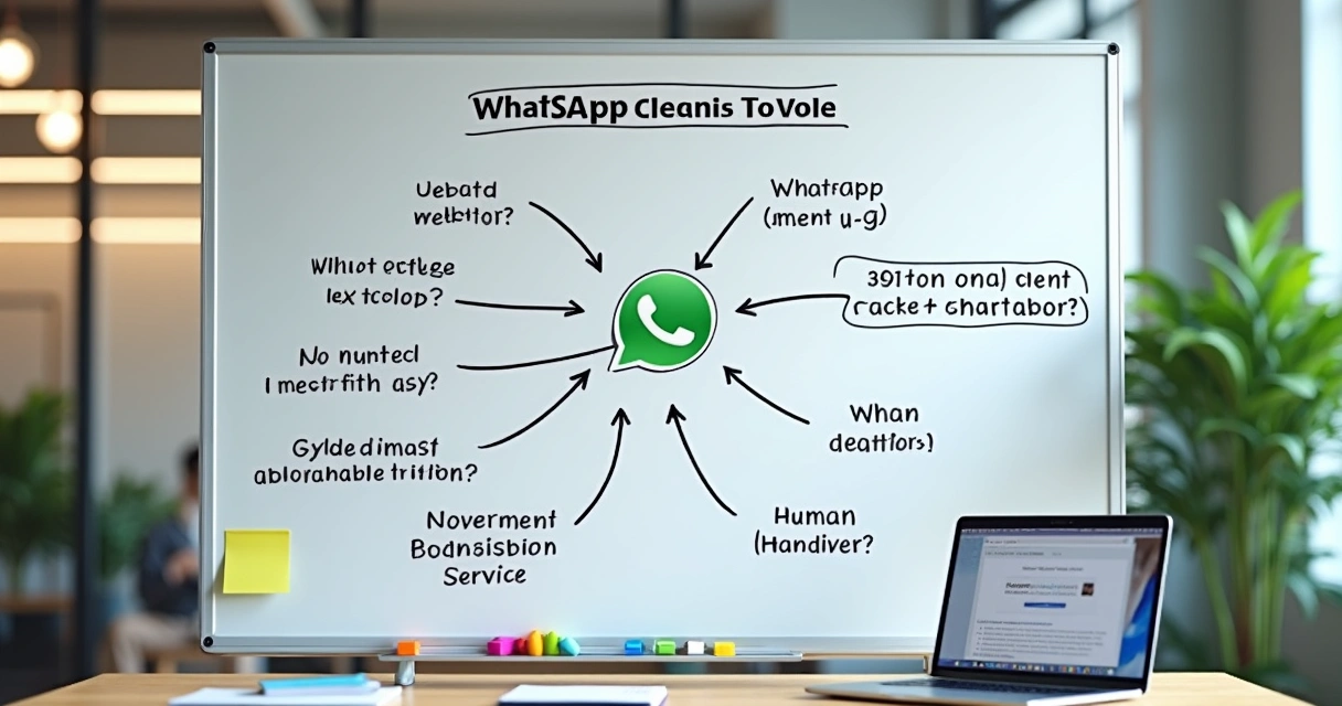 Fluxo de automação de atendimento no WhatsApp desenhado em lousa