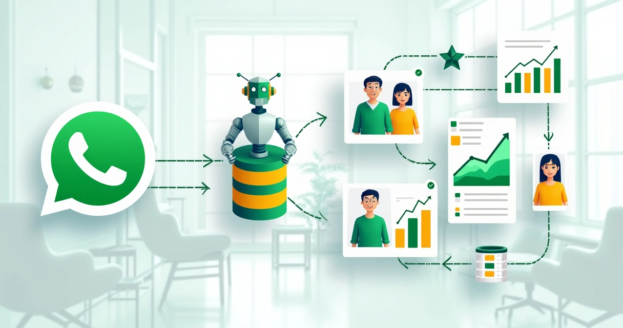 Fluxograma de automação com IA integrando WhatsApp, CRM e vendas 