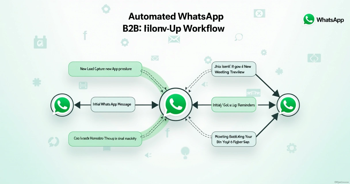Diagrama simples do fluxo de automação de follow-up WhatsApp B2B 