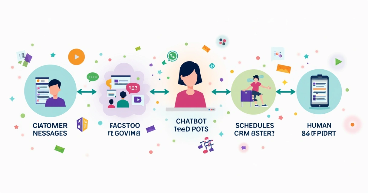 Ilustração de fluxo de automação para empresas no WhatsApp