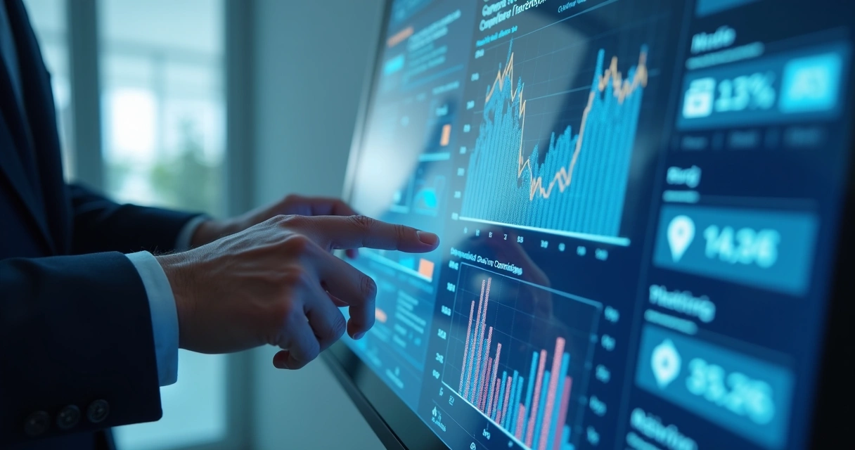 Painel digital mostrando fluxos automatizados de denúncias e gráficos de conformidade 