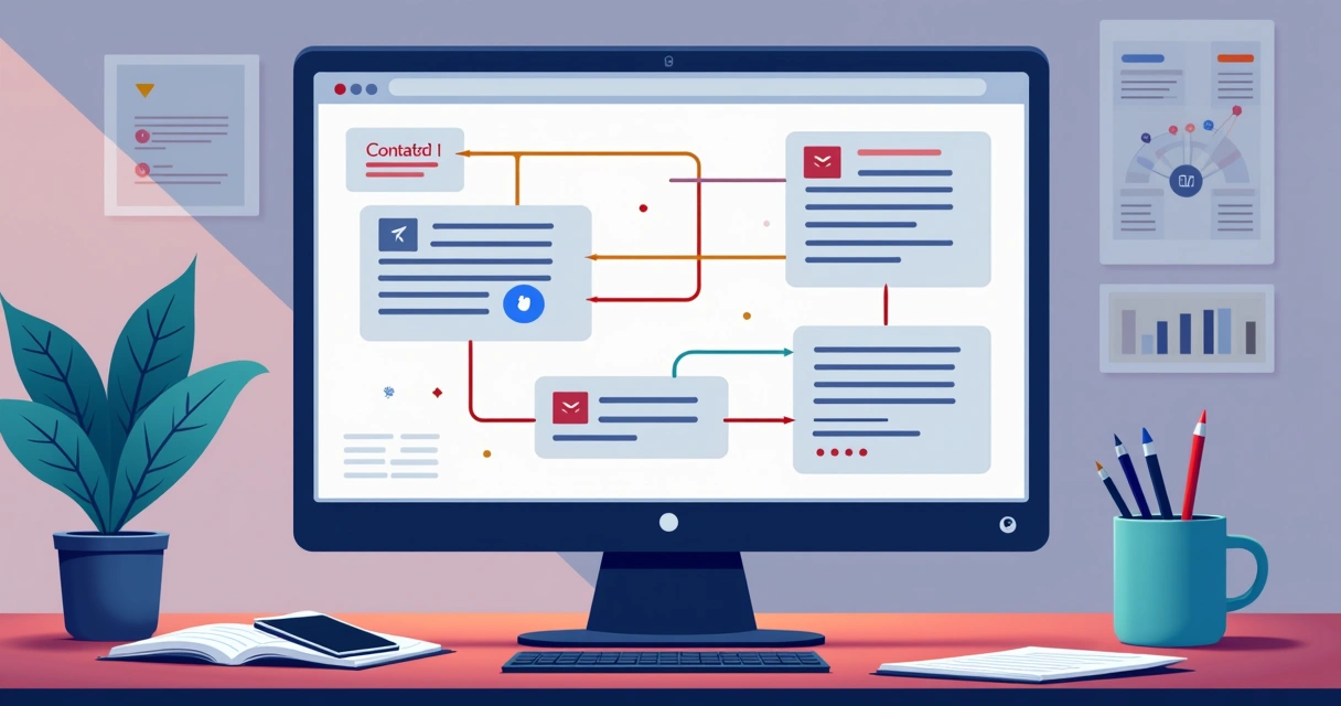 Ilustração de um fluxo de mensagens automatizadas no computador 