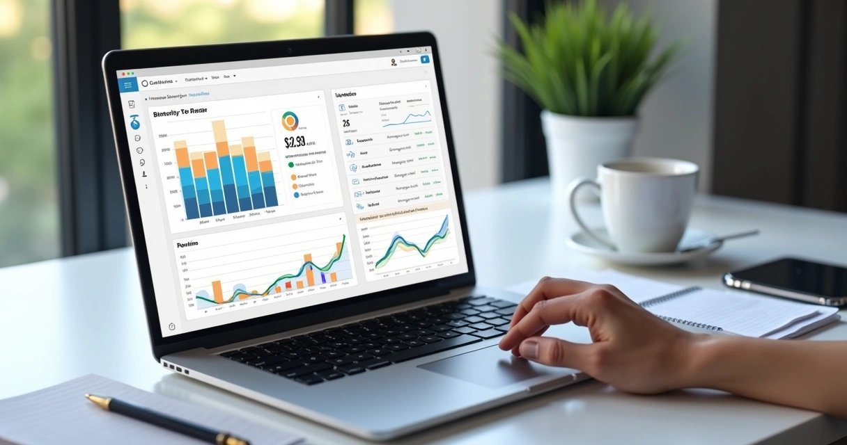 Ilustração de tela de plataforma SaaS com gráficos automáticos de reajuste de aluguel