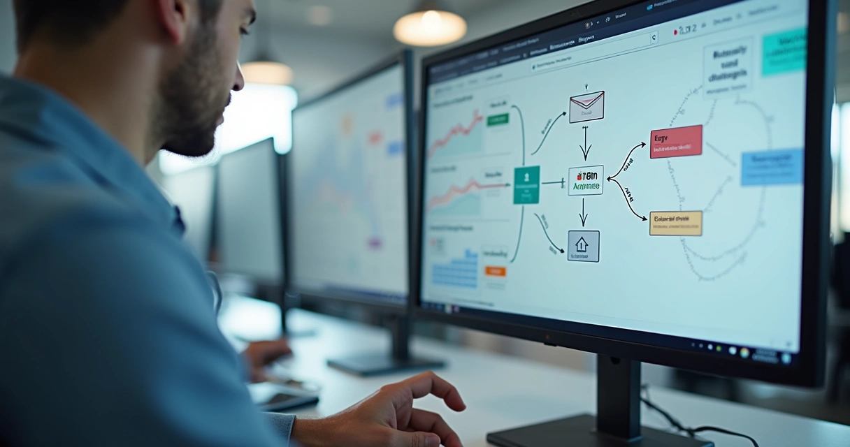 Fluxo automatizado conectando diferentes softwares e aplicativos 