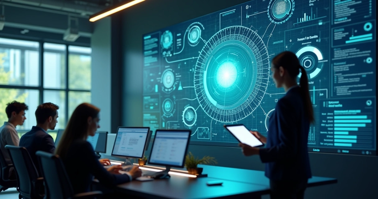 Fluxo visual de automação de processos em dashboard digital de empresa