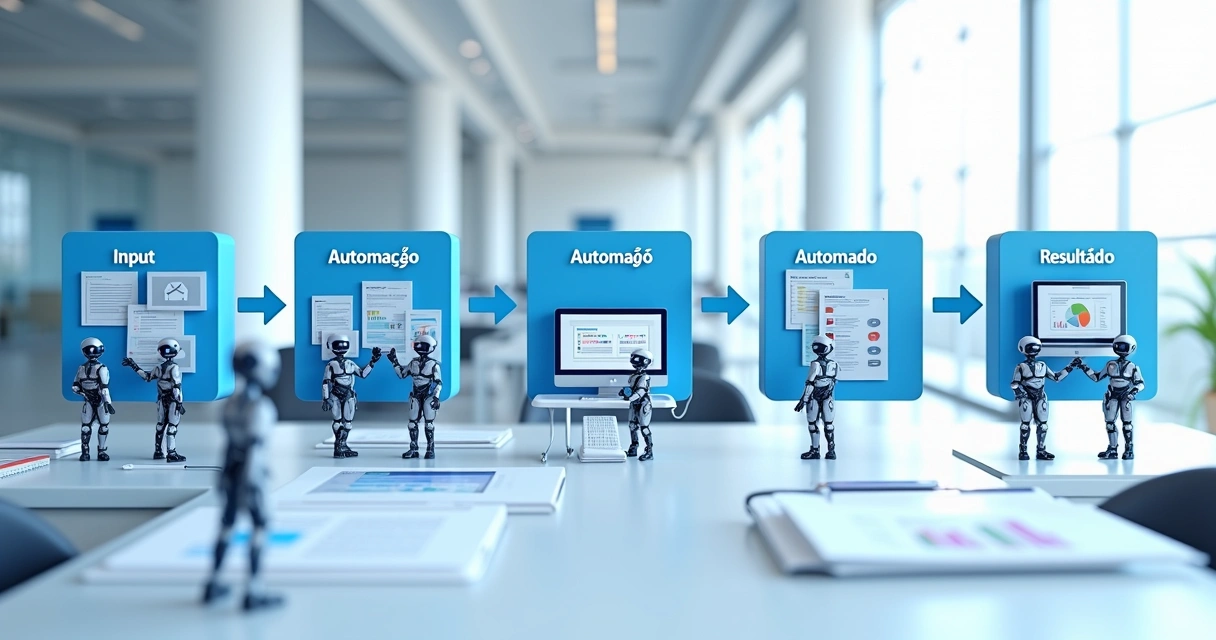 Representação visual de um fluxo de trabalho automatizado com RPA 