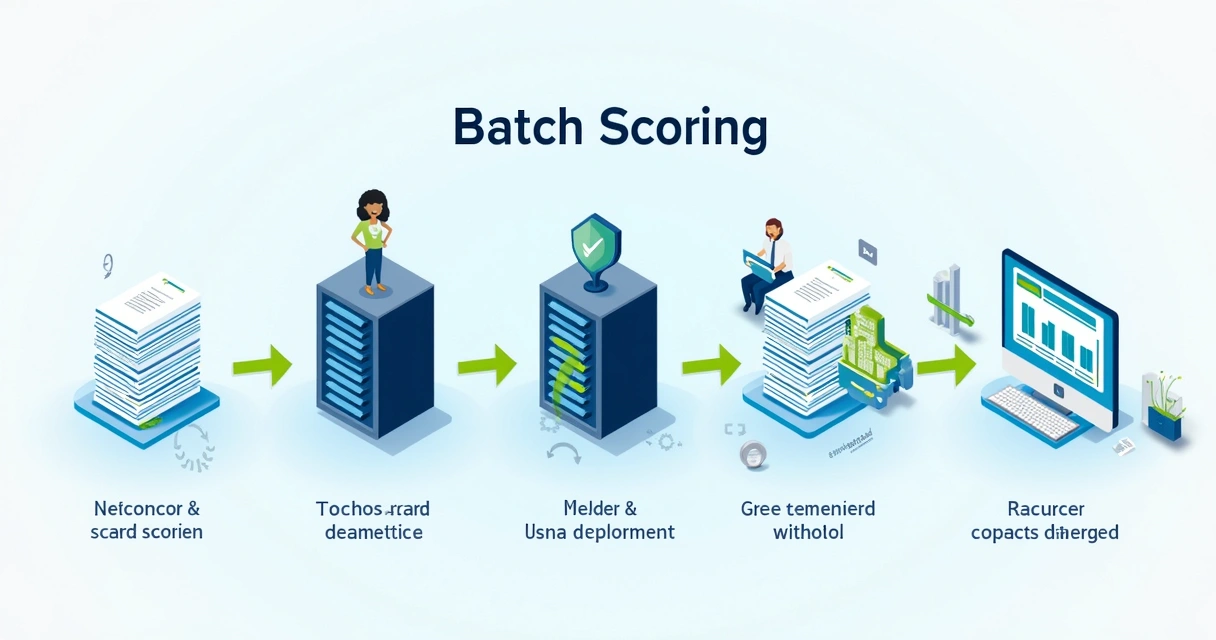 Fluxo de batch scoring com dados passando por diferentes etapas