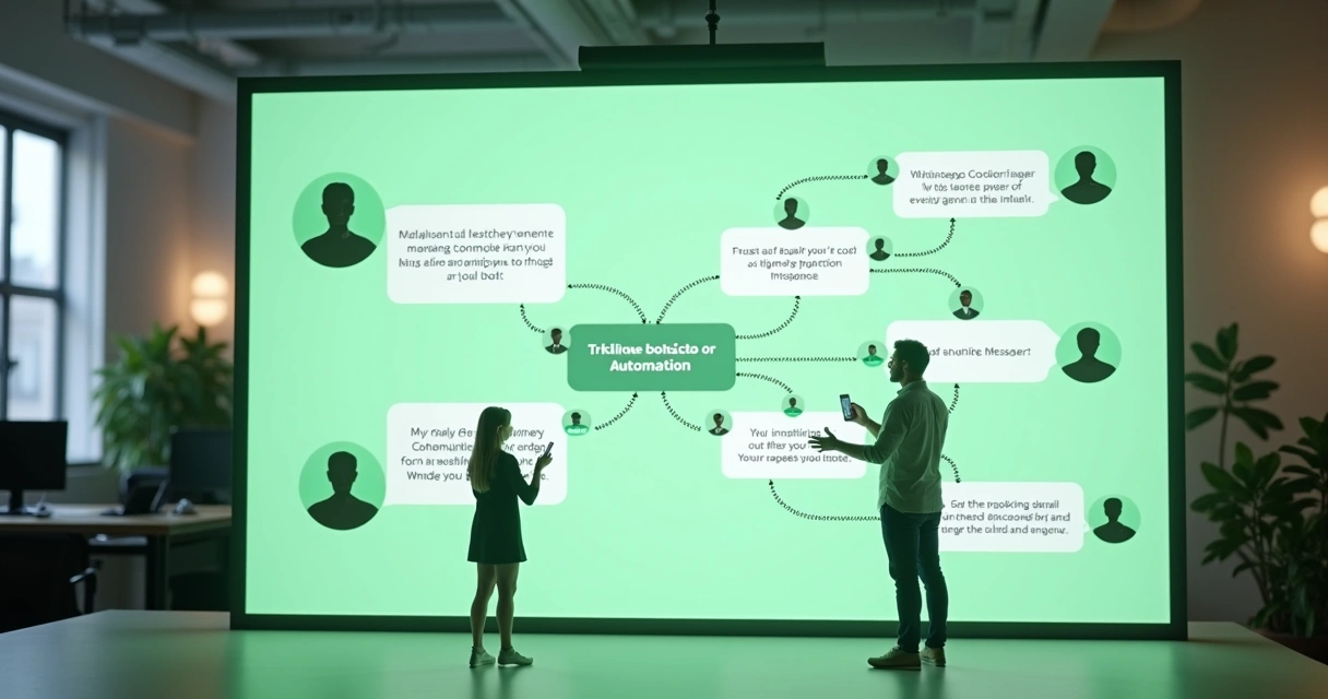 Esquema de fluxo de bot de WhatsApp, mostrando mensagens automáticas
