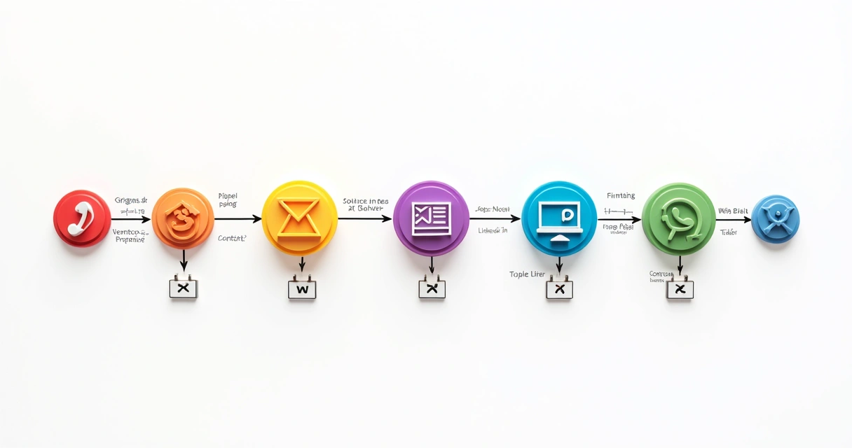 Fluxo visual de cadência de prospecção B2B 