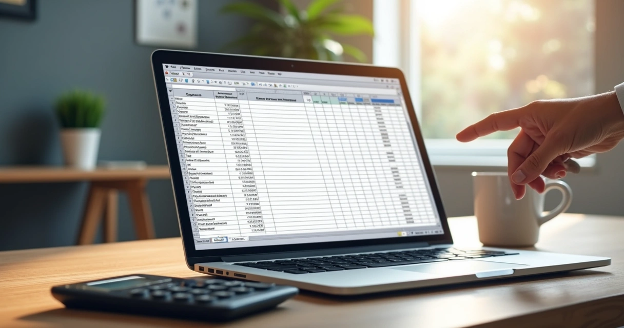 Planilha de controle de fluxo de caixa aberta em notebook 