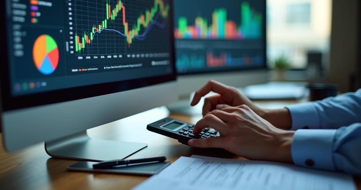 Fluxo de caixa e gráficos financeiros em tela de computador empresarial 