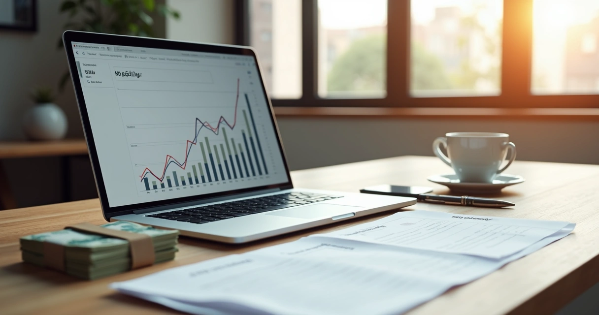 Fluxo de caixa empresarial ajustado com gráficos e dinheiro 