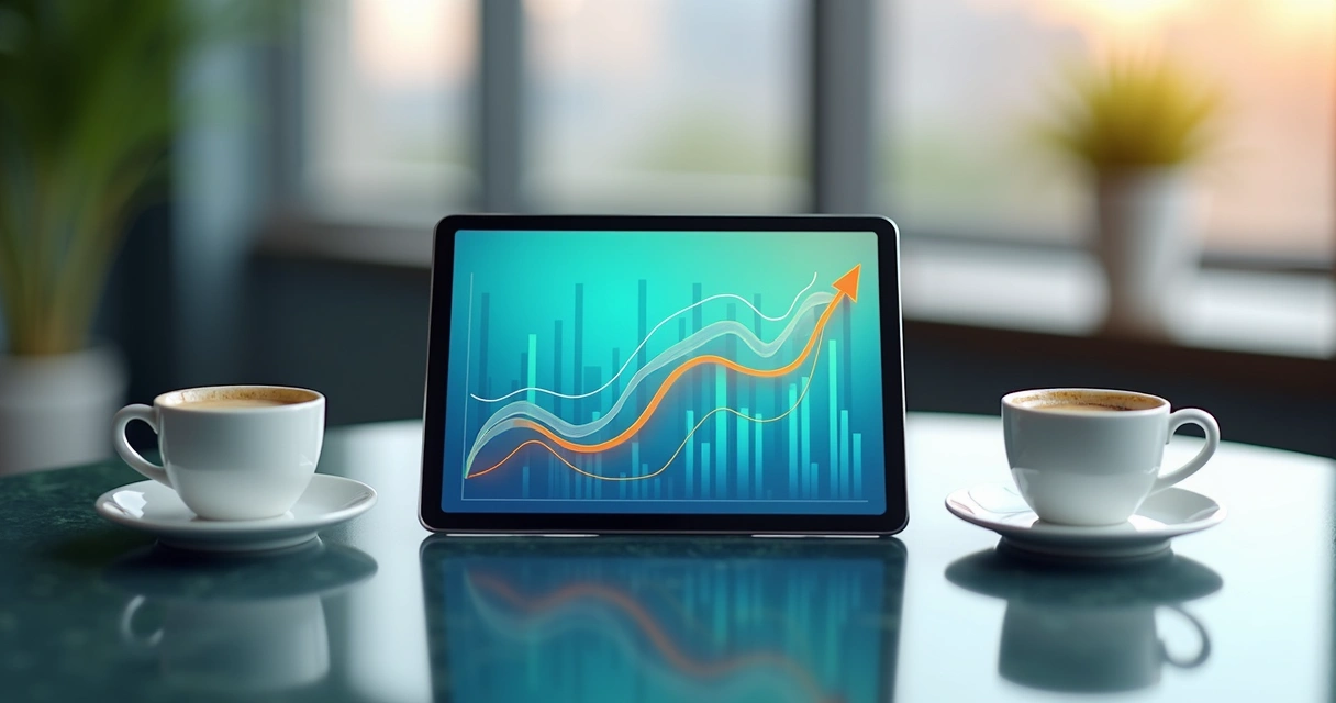 Tela digital com fluxo de caixa sendo analisado 
