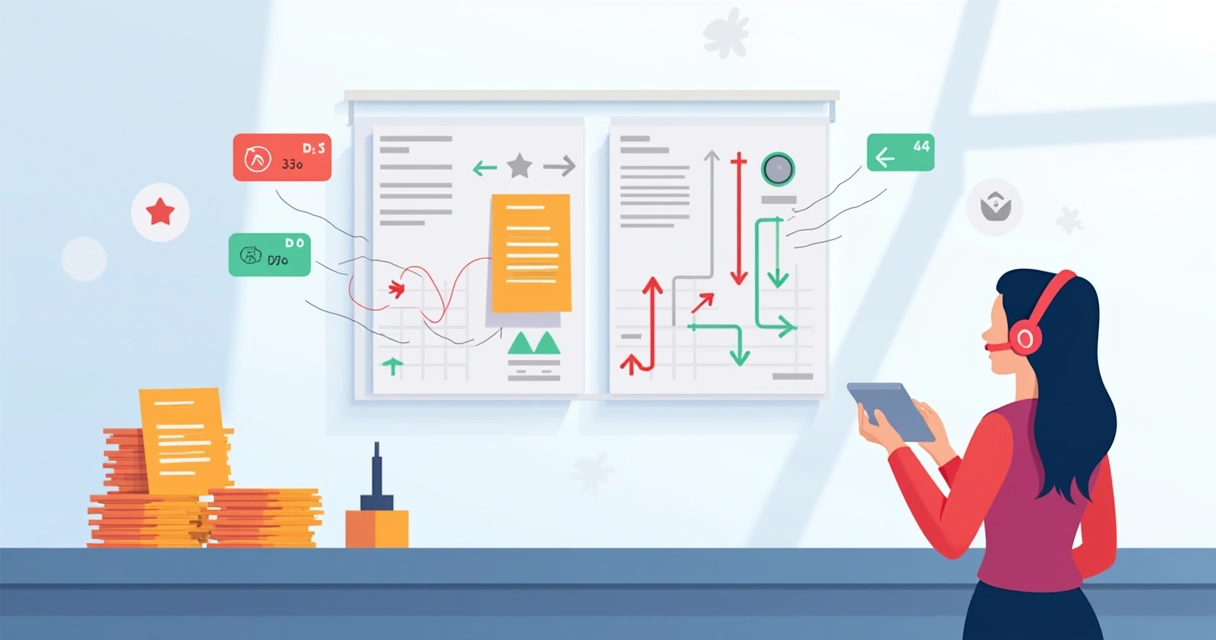 Ilustração de pequeno negócio com notas atrasadas e fluxo de caixa desorganizado 