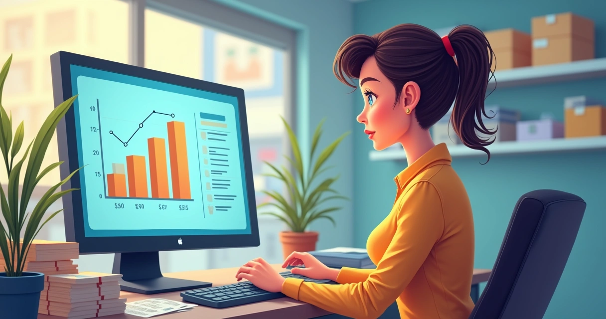 Tela com gráfico de fluxo de caixa e notas ao redor 